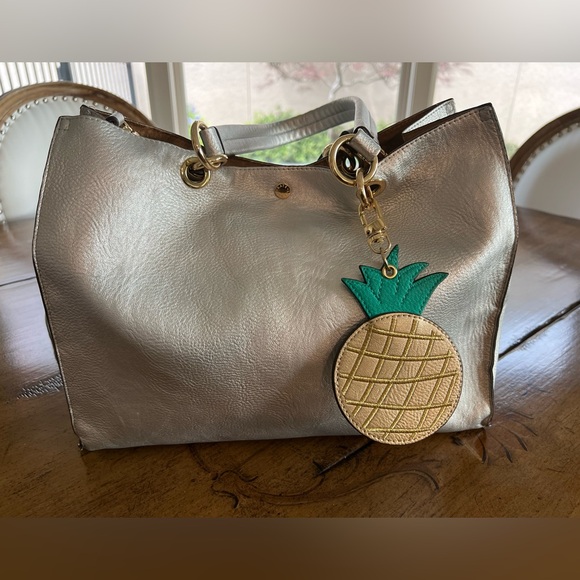 Kate Landry silver peopled leather pineapple charm pocket bag - Picture 4 of 11